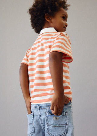 Mayoral - Mayoral Stripes S/S Polo Orange - Classy Rascals Boutique