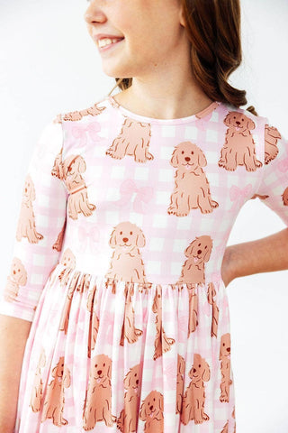 Mila & Rose - Mila & Rose - Goldendoodle 3/4 Sleeve Pocket Twirl Dress - Classy Rascals Boutique