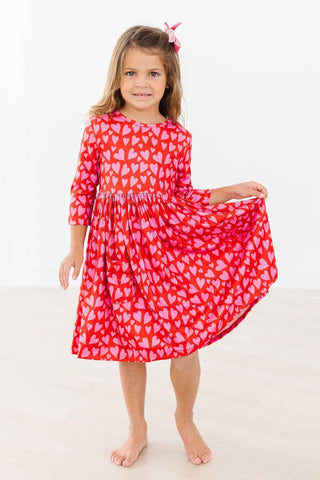 Mila & Rose - Mila & Rose - Hearts & Hugs 3/4 Sleeve Pocket Twirl Dress - Classy Rascals Boutique