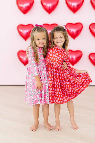 Mila & Rose - Mila & Rose - Hearts & Hugs 3/4 Sleeve Pocket Twirl Dress - Classy Rascals Boutique