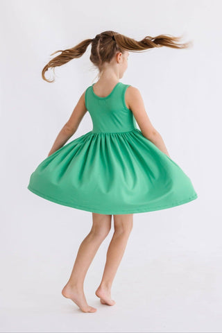 Mila & Rose - Mila & Rose Kelly Green Tank Pocket Twirl Dress | Girls Twirl Dress - Classy Rascals Boutique