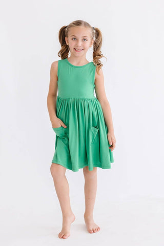 Mila & Rose - Mila & Rose Kelly Green Tank Pocket Twirl Dress | Girls Twirl Dress - Classy Rascals Boutique