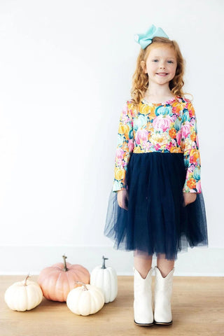 Mila & Rose - Mila & Rose Preppy Patch Long Sleeve Tutu Dress - Classy Rascals Boutique