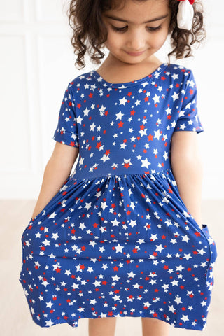 Mila & Rose - Mila & Rose - Star Bright S/S Pocket Twirl Dress - Classy Rascals Boutique