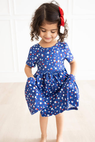 Mila & Rose - Mila & Rose - Star Bright S/S Pocket Twirl Dress - Classy Rascals Boutique