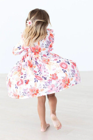 Mila & Rose - Mila & Rose Tangerine Leaves 3/4 Sleeve Ruffle Twirl Dress - Classy Rascals Boutique