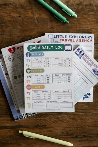 Milk Thread and Honey - Milk Thread and Honey - Pretend Play Baby Doll Daycare Log Notepad - Classy Rascals Boutique