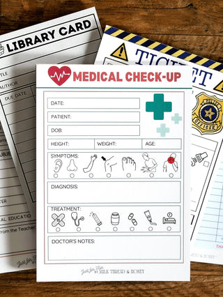 Milk Thread and Honey - Milk Thread and Honey - Pretend Play Doctor Medical Check-up Notepad - Classy Rascals Boutique