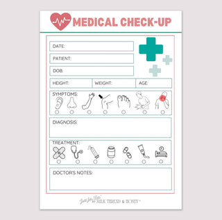 Milk Thread and Honey - Milk Thread and Honey - Pretend Play Doctor Medical Check-up Notepad - Classy Rascals Boutique