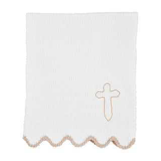 Mud Pie - Mud Pie Chenille Cross Scallop Blanket - Classy Rascals Boutique
