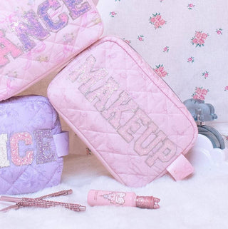 OMG Accessories - OMG Accessories - 'MAKEUP' Bow Printed Quilted Pouch - Classy Rascals Boutique