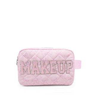 OMG Accessories - OMG Accessories - 'MAKEUP' Bow Printed Quilted Pouch - Classy Rascals Boutique