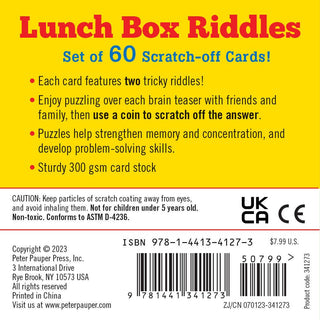 Peter Pauper Press - Peter Pauper Press Lunch Box Riddles Scratch-Off Deck | 60 Cards - Classy Rascals Boutique
