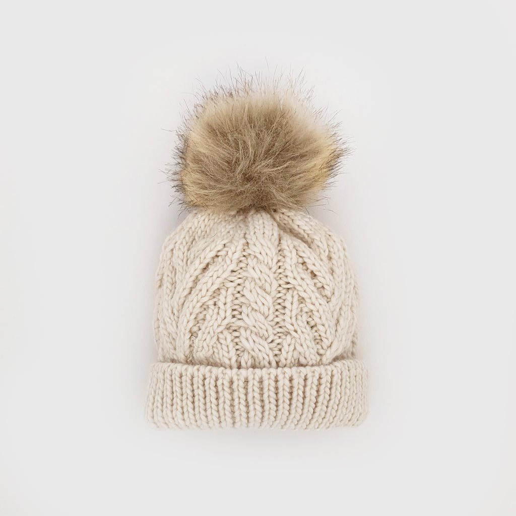 Huggalugs Winter White Pom Hat 0-6M