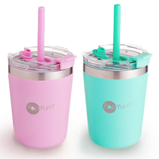 PopYum - PopYum - PopYum 9oz Insulated Kids’ Cups, 2 - Pack, Green, Pink - Classy Rascals Boutique