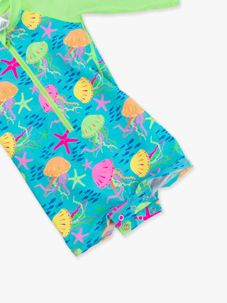 RuffleButts + RuggedButts - RuffleButts + RuggedButts - Baby Boys Neon Jelly Time Long Sleeve One Piece Rash Guard Swimsuit - Classy Rascals Boutique