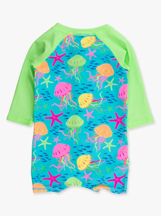 RuffleButts + RuggedButts - RuffleButts + RuggedButts - Baby Boys Neon Jelly Time Long Sleeve One Piece Rash Guard Swimsuit - Classy Rascals Boutique
