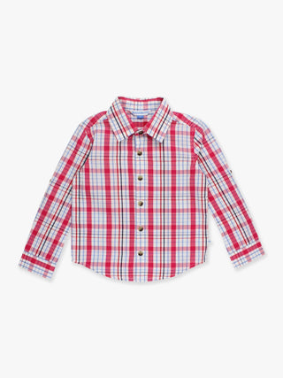 RuffleButts + RuggedButts - RuffleButts + RuggedButts - Boys Adley Plaid Long Sleeve Button Down Shirt - Classy Rascals Boutique
