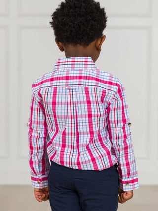 RuffleButts + RuggedButts - RuffleButts + RuggedButts - Boys Adley Plaid Long Sleeve Button Down Shirt - Classy Rascals Boutique