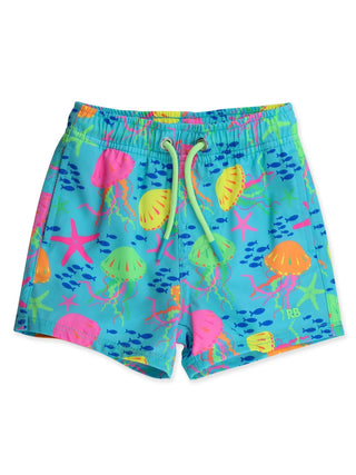 RuffleButts + RuggedButts - RuffleButts + RuggedButts - Boys Neon Jelly Time Performance Hybrid Swim Trunks - Classy Rascals Boutique