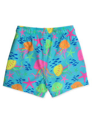 RuffleButts + RuggedButts - RuffleButts + RuggedButts - Boys Neon Jelly Time Performance Hybrid Swim Trunks - Classy Rascals Boutique