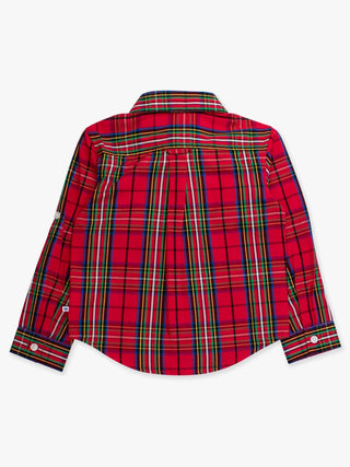 RuffleButts + RuggedButts - RuffleButts + RuggedButts - Boys Red Nicholas Plaid Long Sleeve Button Down Shirt - Classy Rascals Boutique