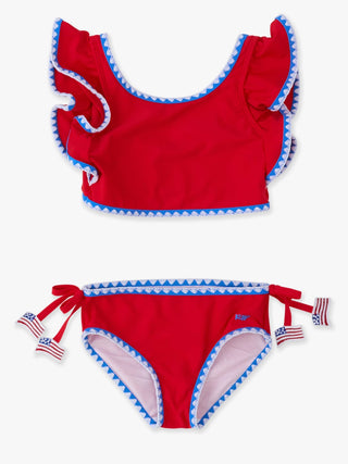 RuffleButts + RuggedButts - RuffleButts + RuggedButts - Girls Vintage Red Crochet Detail Butterfly Tankini 2 - Piece Swimsuit - Classy Rascals Boutique