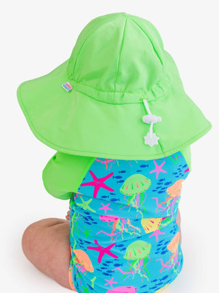 RuffleButts + RuggedButts - RuffleButts + RuggedButts - Kids Neon Honeydew Sun Protective Hat - Classy Rascals Boutique