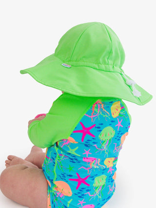 RuffleButts + RuggedButts - RuffleButts + RuggedButts - Kids Neon Honeydew Sun Protective Hat - Classy Rascals Boutique