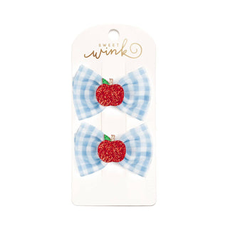 Sweet Wink - Sweet Wink - Apple Gingham Tulle Bow Clip Set - Hair Bows - Classy Rascals Boutique