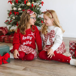Sweet Wink - Sweet Wink - Christmas Plaid Bow Patch Sweatshirt - Girls Clothes - Classy Rascals Boutique