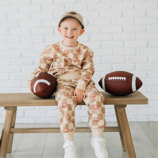 Sweet Wink - Sweet Wink Football Checkered Jogger | Boys Game Day Pants - Classy Rascals Boutique