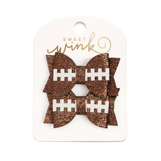 Sweet Wink - Sweet Wink - Game Day Glitter Bow Clip Set - Football - Kids Hair - Classy Rascals Boutique