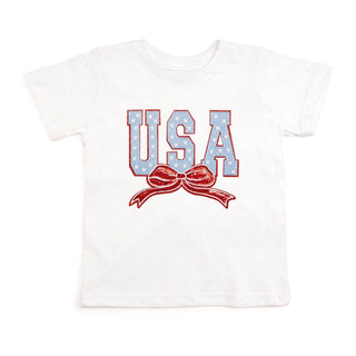 Sweet Wink - Sweet Wink - USA Stars & Bow Patch Short Sleeve T-Shirt - Fourth of July - Classy Rascals Boutique