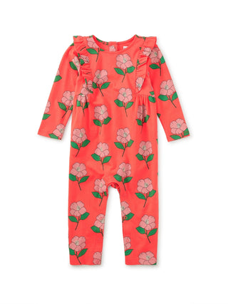 Tea Collection - Tea Ruffle Shoulder Baby Romper Winter Camellia - Classy Rascals Boutique