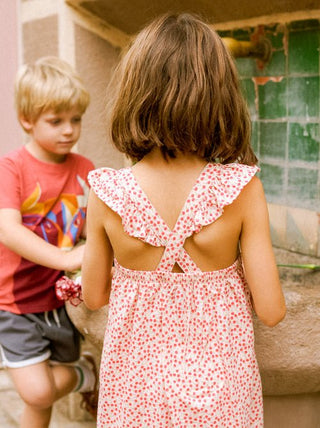 Tea Collection - Tea Ruffle Strap Dress Mini Rose Toss - Classy Rascals Boutique