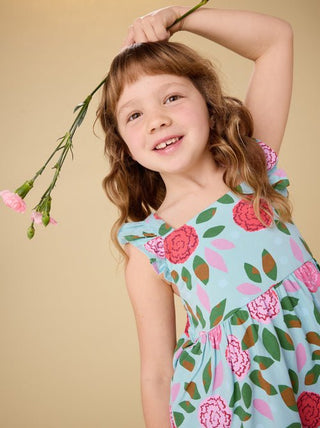 Tea Collection - Tea Ruffle Strap Dress Spinning Carnations - Classy Rascals Boutique