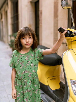 Tea Collection - Tea Short Sleeve Twirl Dress Olive Floral - Classy Rascals Boutique