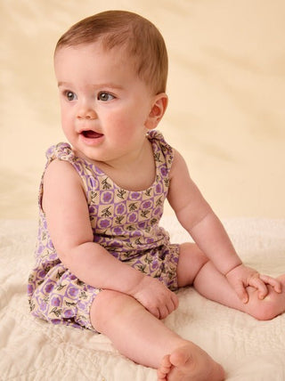 Tea Collection - Tea Tie Shoulder Baby Romper Tile Floral - Classy Rascals Boutique