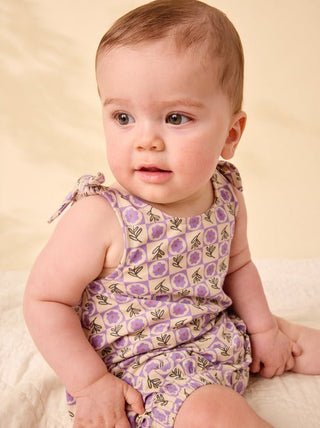 Tea Collection - Tea Tie Shoulder Baby Romper Tile Floral - Classy Rascals Boutique