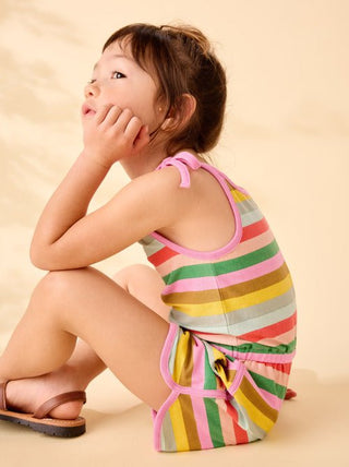 Tea Collection - Tea Tie Shoulder Sporty Romper San Sebastian Stripe - Classy Rascals Boutique
