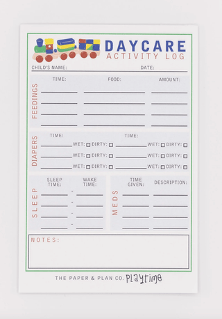 The Paper and Plan Co. - The Paper and Plan Co. - Kids Playtime Pad™ - Daycare Log - Classy Rascals Boutique