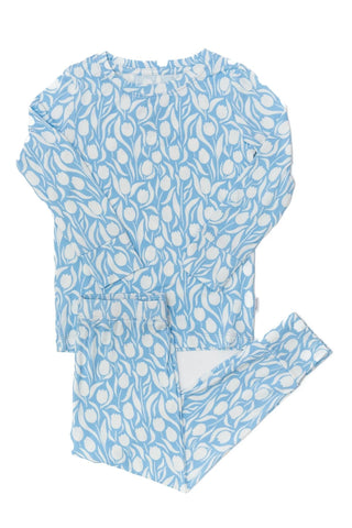 The Uptown Baby - The Uptown Baby BB's Tulips Periwinkle 2-Piece Pajamas - Classy Rascals Boutique