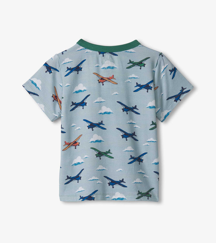 Hatley Airplanes Bamboo Henley Tee