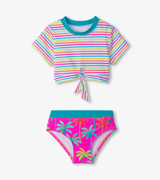 Hatley Painted Palms Short Sleeve Tankini Set