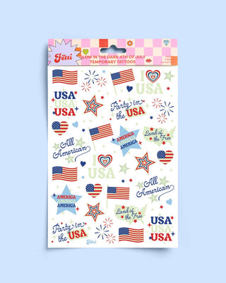 xo, Fetti - xo, Fetti - Fourth of July Tattoos | glow in dark, patriotic, usa flag, - Classy Rascals Boutique