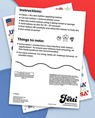xo, Fetti - xo, Fetti - Fourth of July Tattoos | glow in dark, patriotic, usa flag, - Classy Rascals Boutique