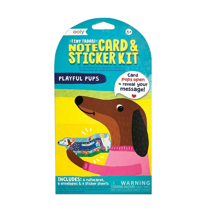 OOLY Tiny Tada! Note Cards & Sticker Set - Playful Pups