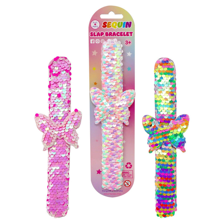 Pink Poppy USA - Butterfly Sequin Slap Bracelet | Pack of 3