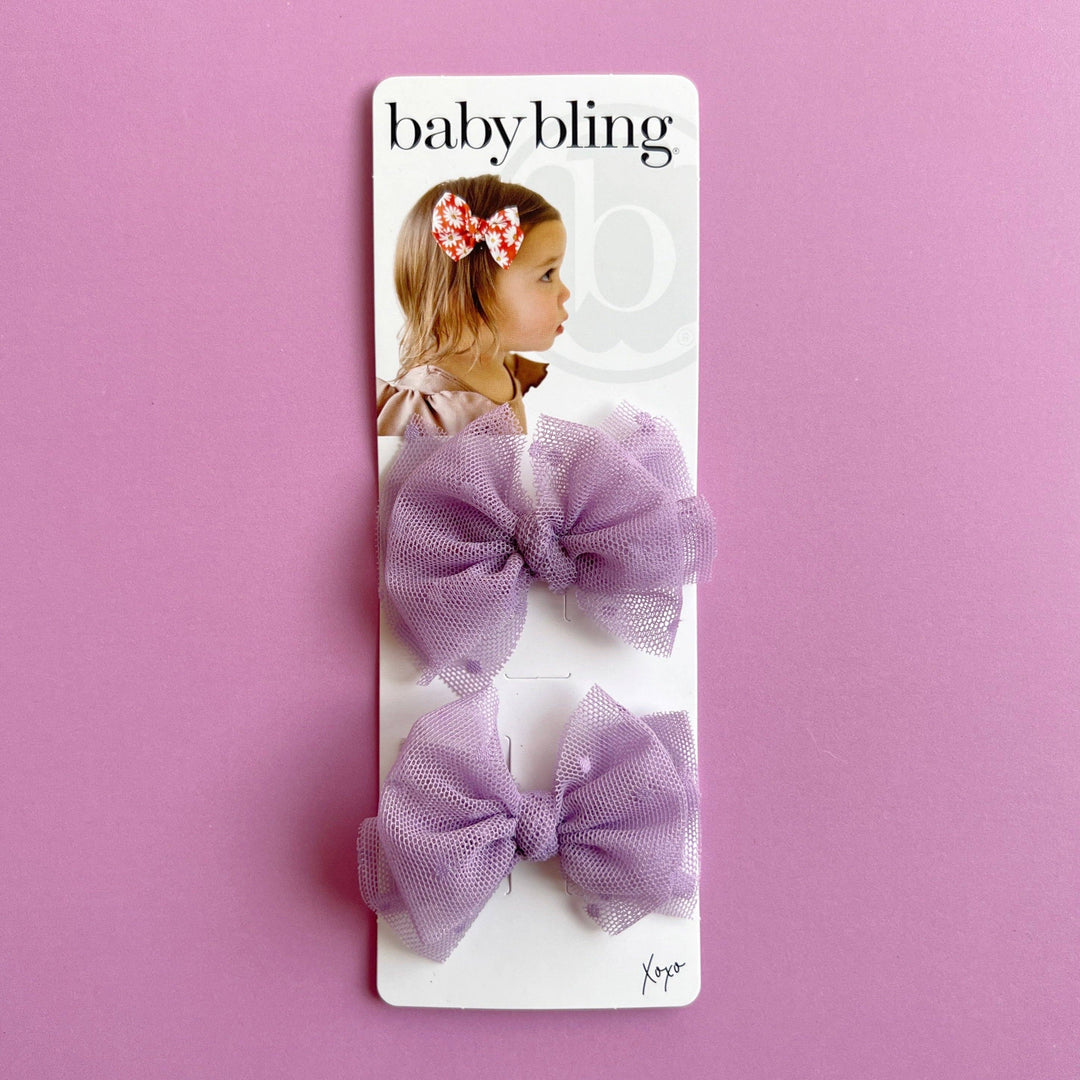 Baby Bling Bows - 2PK TULLE BABY FAB® CLIPS: light orchid dot